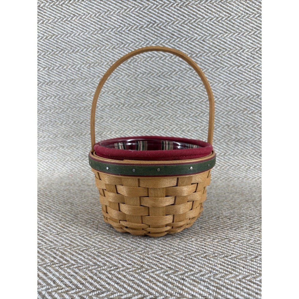 Longaberger 2005 Round Holiday Helper Basket Combo Liner Protector‎